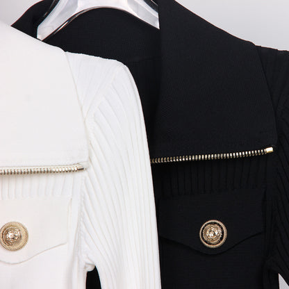 UNIKCOSA Velora Embroidered Lapel Cardigan Slim Fit 💫