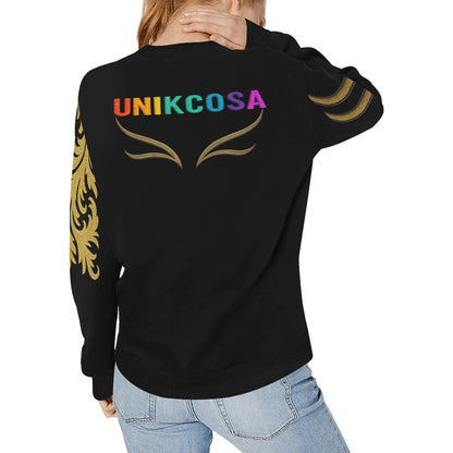 UNIKCOSA Velora Rib Cuff Crewneck Sweatshirt Over Print 💫