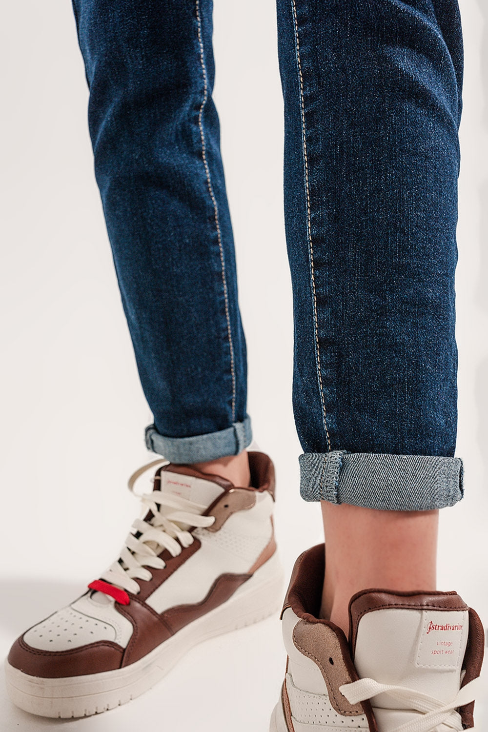 Blend cotton straight leg jeans in mid blue