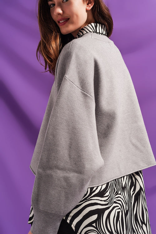Batwing cropped jumper in grey — view 2 of 6