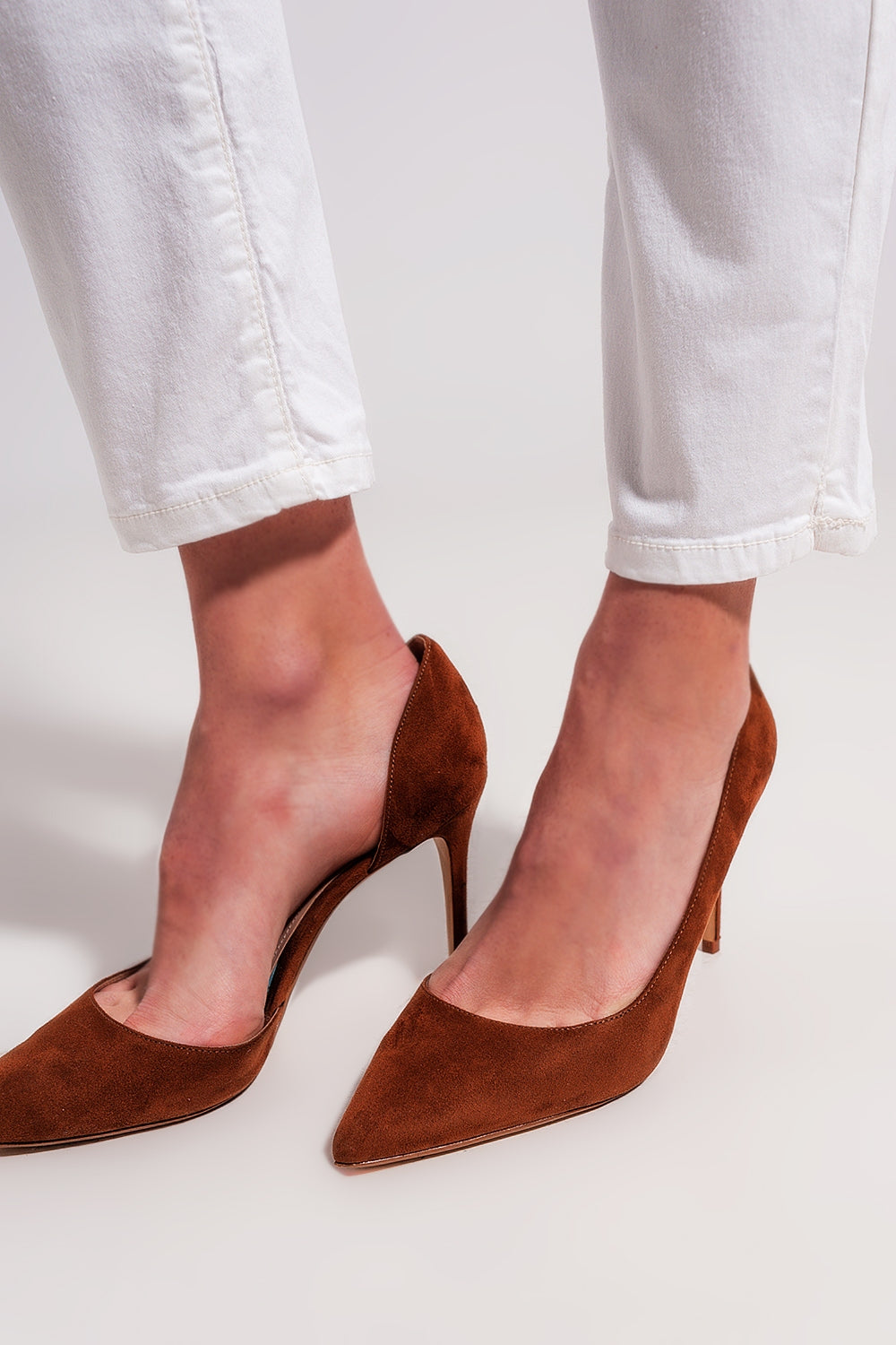 Cotton blend pants in white