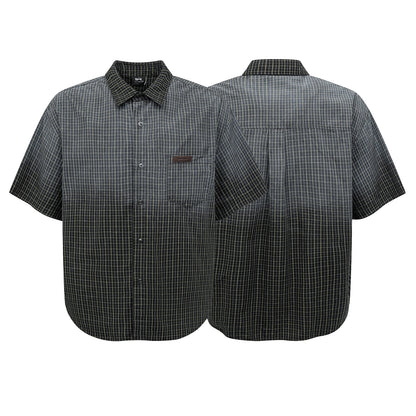 UNIKCOSA RetroMuse Gradient Plaid Short Sleeve Men's Shirt💫