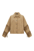Woven Polyester Fiber Women's Blouse Casual Solid Color Fall/Winter Fringe Detail