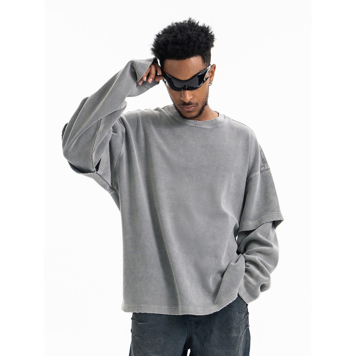 UNIKCOSA NoirFit Heavyweight Distressed Long Sleeve Tee 🖤