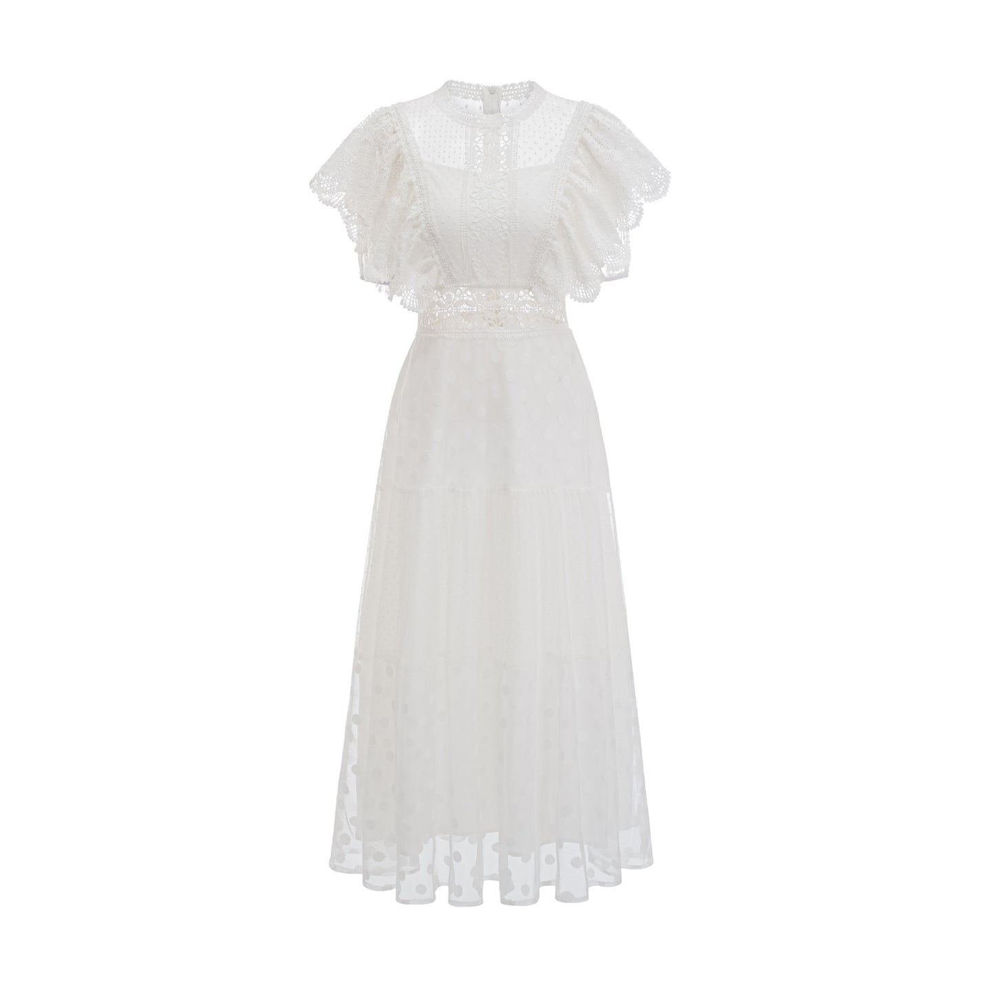 UNIKCOSA Velora Polka Dot Dress Flutter Sleeve Round Neck 💫