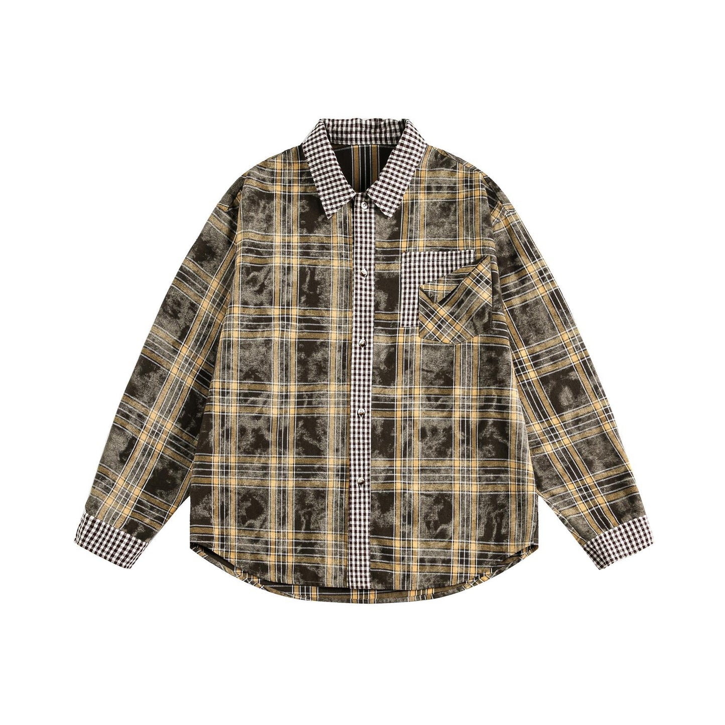 UNIKCOSA RetroMuse Vintage Plaid Patchwork Casual Shirt 💫