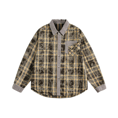 UNIKCOSA RetroMuse Vintage Plaid Patchwork Casual Shirt 💫
