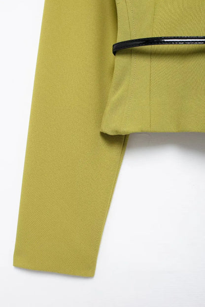 UNIKCOSA Velora Green Waist Belt Slim Fit Shirt And Skirt 💫