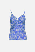 Satin top in paisley print print in blue
