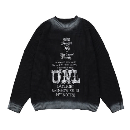 UNIKCOSA Letter Crew Neck Sweater – Street Style Pullover for Men