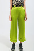 Satin wide leg suit Pants in green