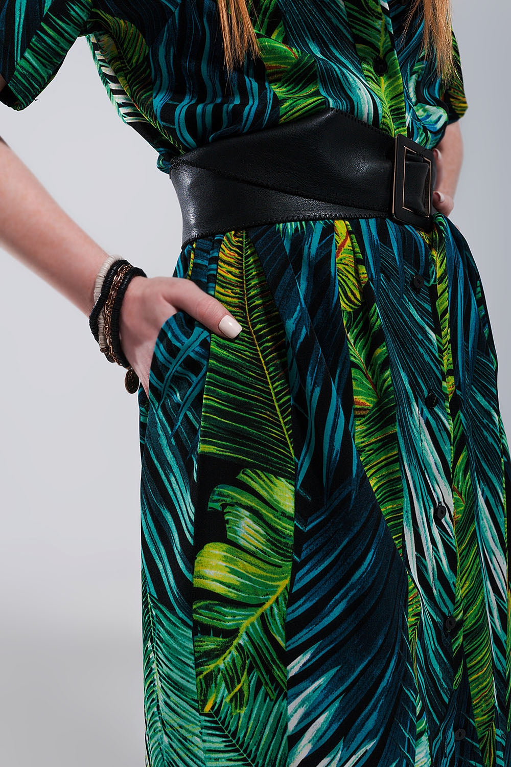 Maxi shirt dress in tropical print