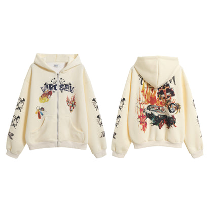 UNIKCOSA UrbanSoul Street Style Pattern Hoodie Cardigan 💫