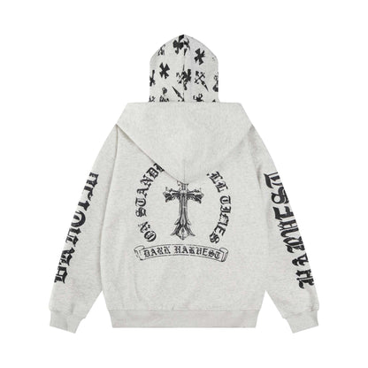 UNIKCOSA Velora Hoodie Cross Letter Print Double Hooded 💫