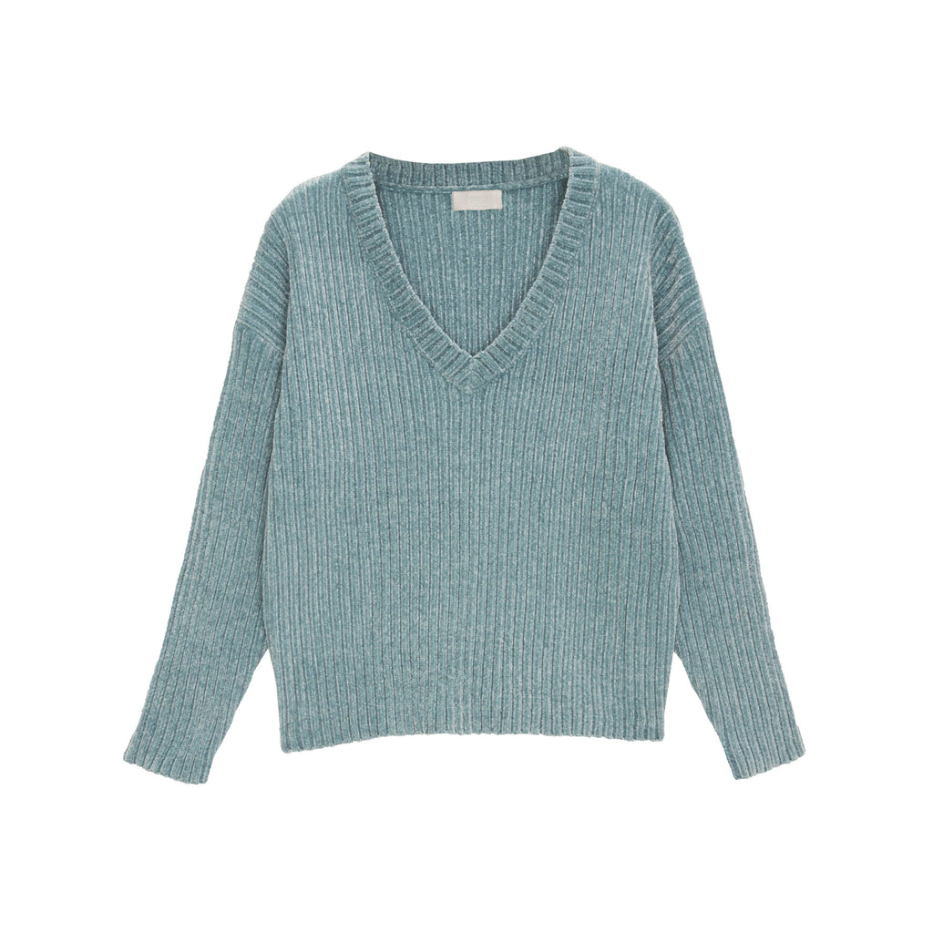 Knitted chenille jumper in green