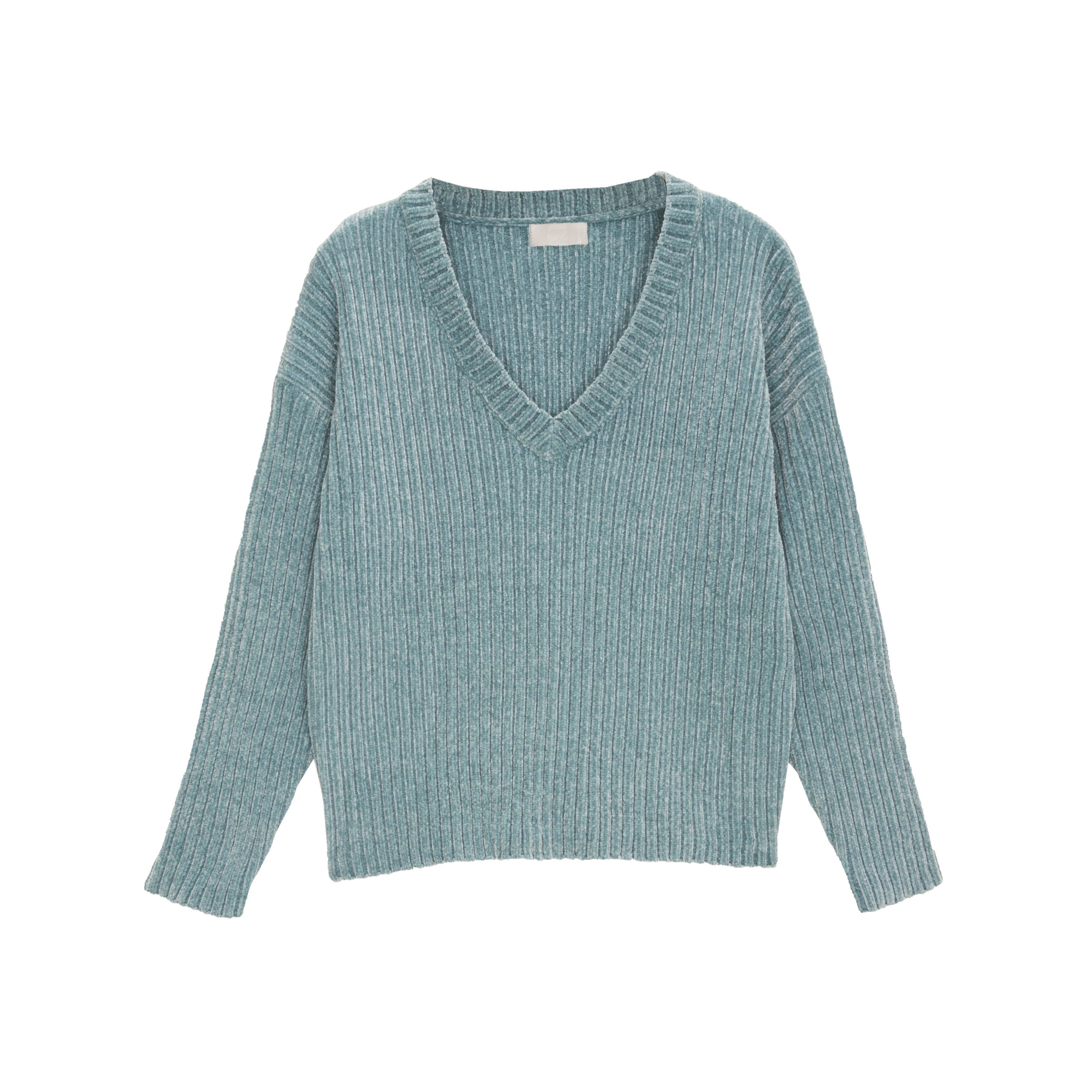 Knitted chenille jumper in green