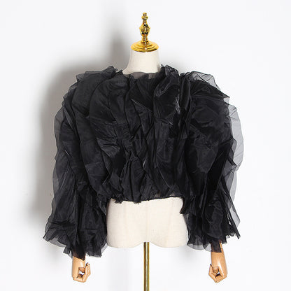 UNIKCOSA SilverEdge Mesh Spliced Fitted Blouse for Women ⚡️