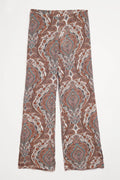 Wide leg pants in beige paisley print