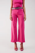Cropped wide leg jeans in fushia
