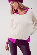 Knitted chenille jumper in cream