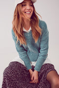 Knitted chenille jumper in green
