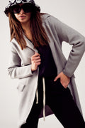Oversized collar maxi cardigan in grey