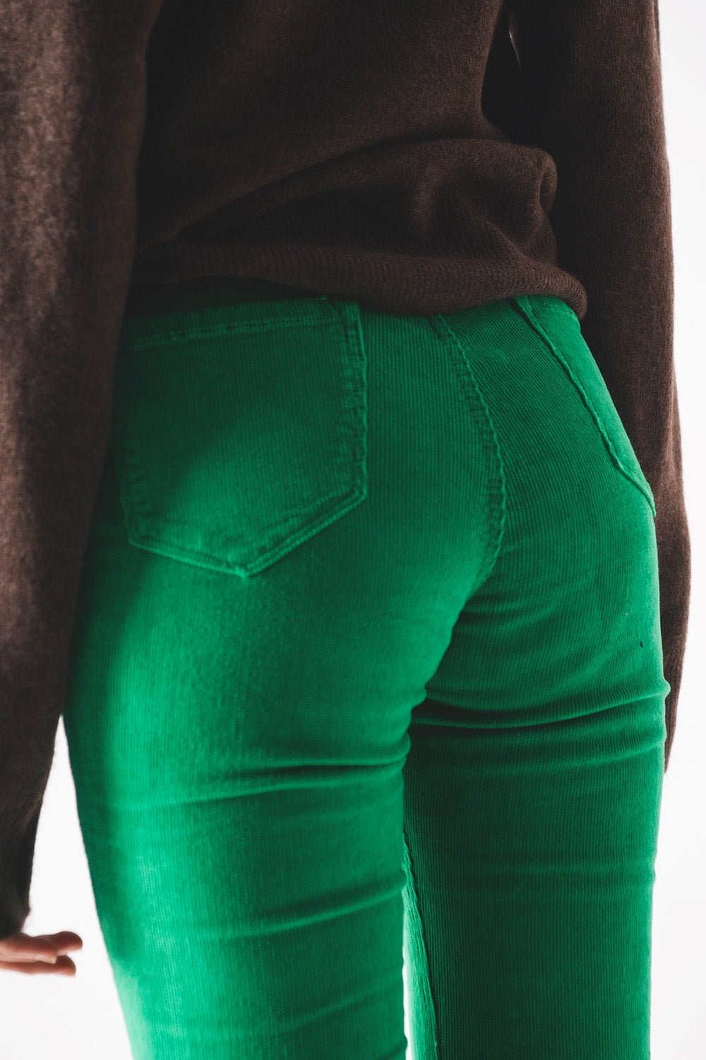 Flare corduroy pants in bold green