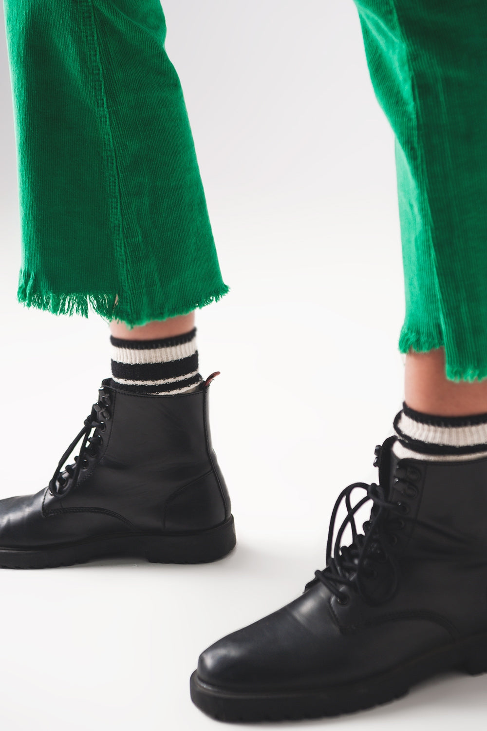 Flare corduroy pants in bold green