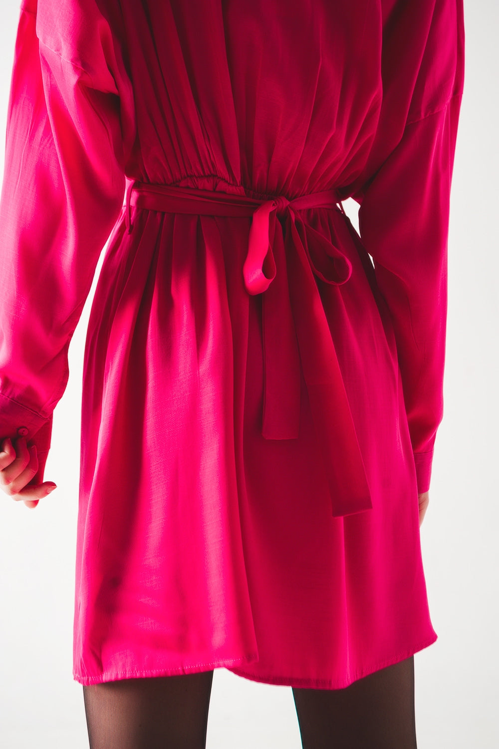 Satin mini dress in red