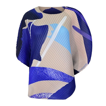 UNIKCOSA LuxeEase Ocean Print Bat Sleeve Top Korean Style 💫