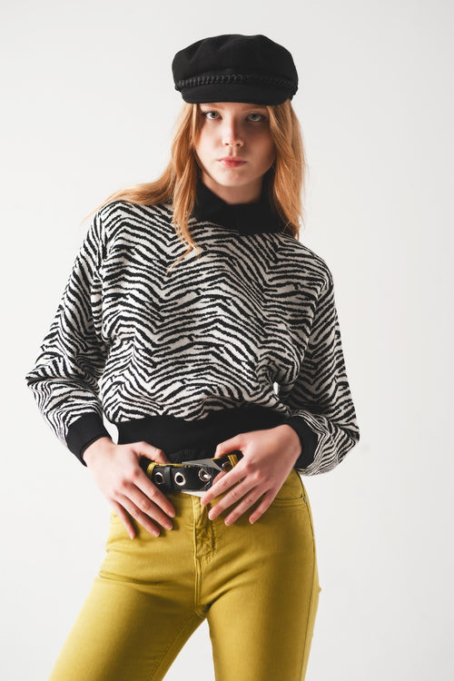 Black sweater with zebra pattern — view 1 of 6