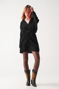 Satin mini dress in black