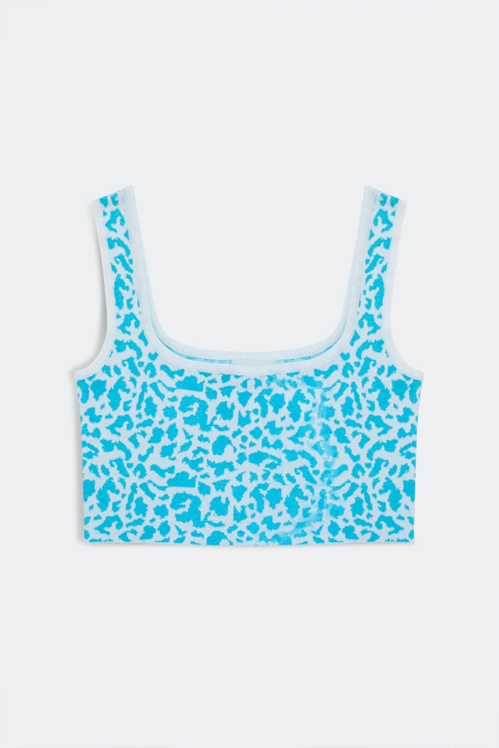 Lightweight knit top in turquoise animal print