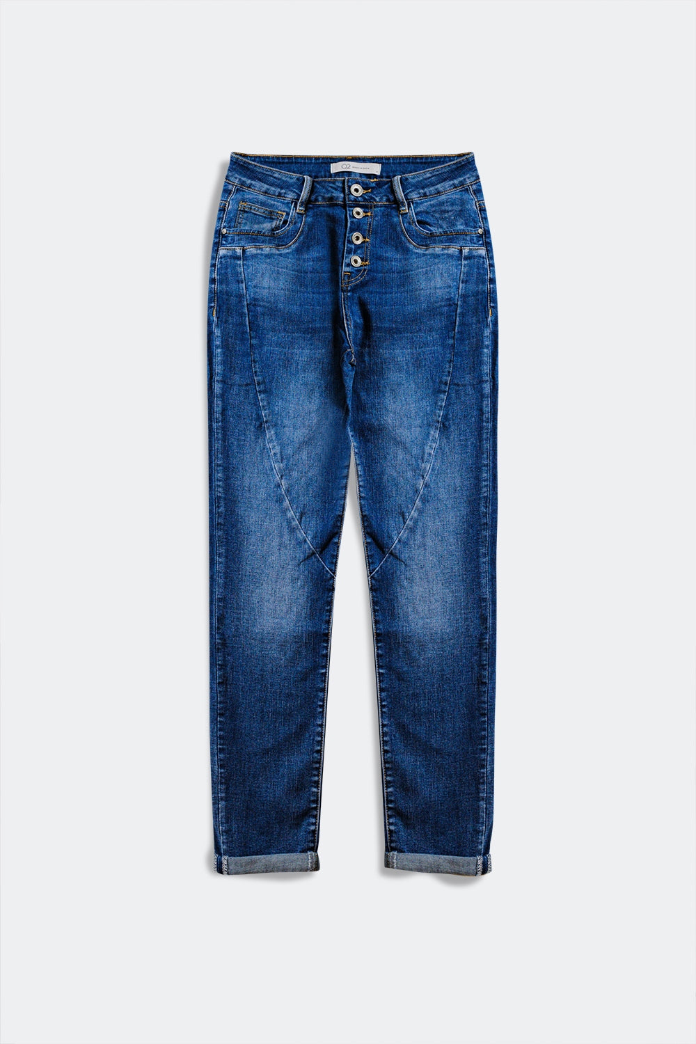 Jean with seam detail in dark wash blue