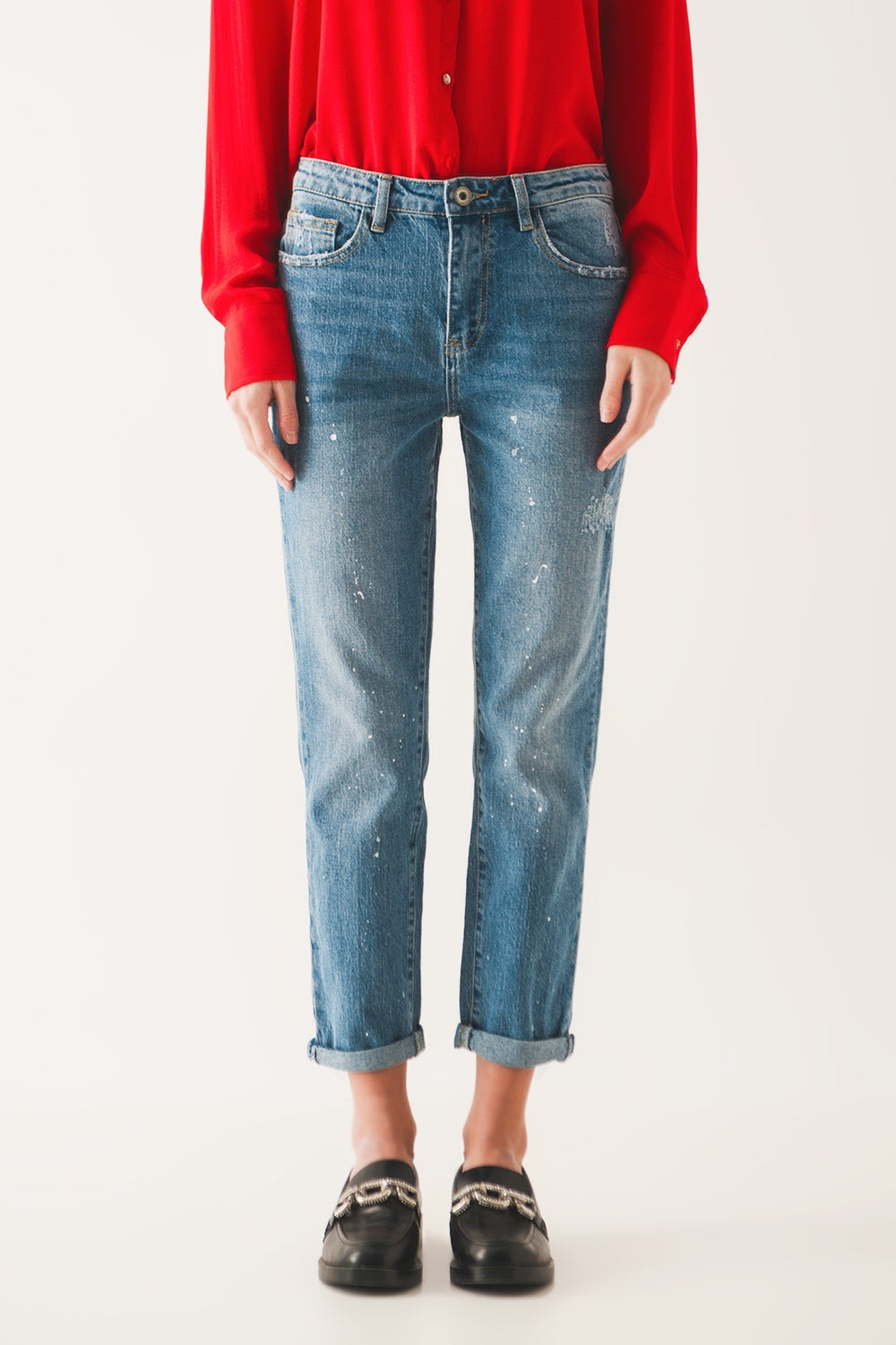 Bleach splatter mom jeans