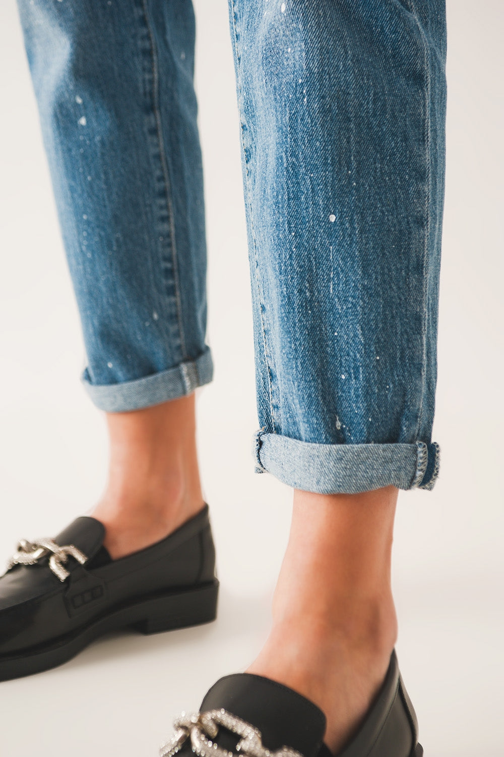 Bleach splatter mom jeans