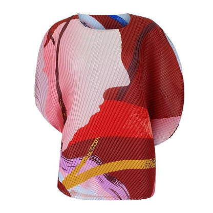 UNIKCOSA LuxeEase Ocean Print Bat Sleeve Top Korean Style 💫