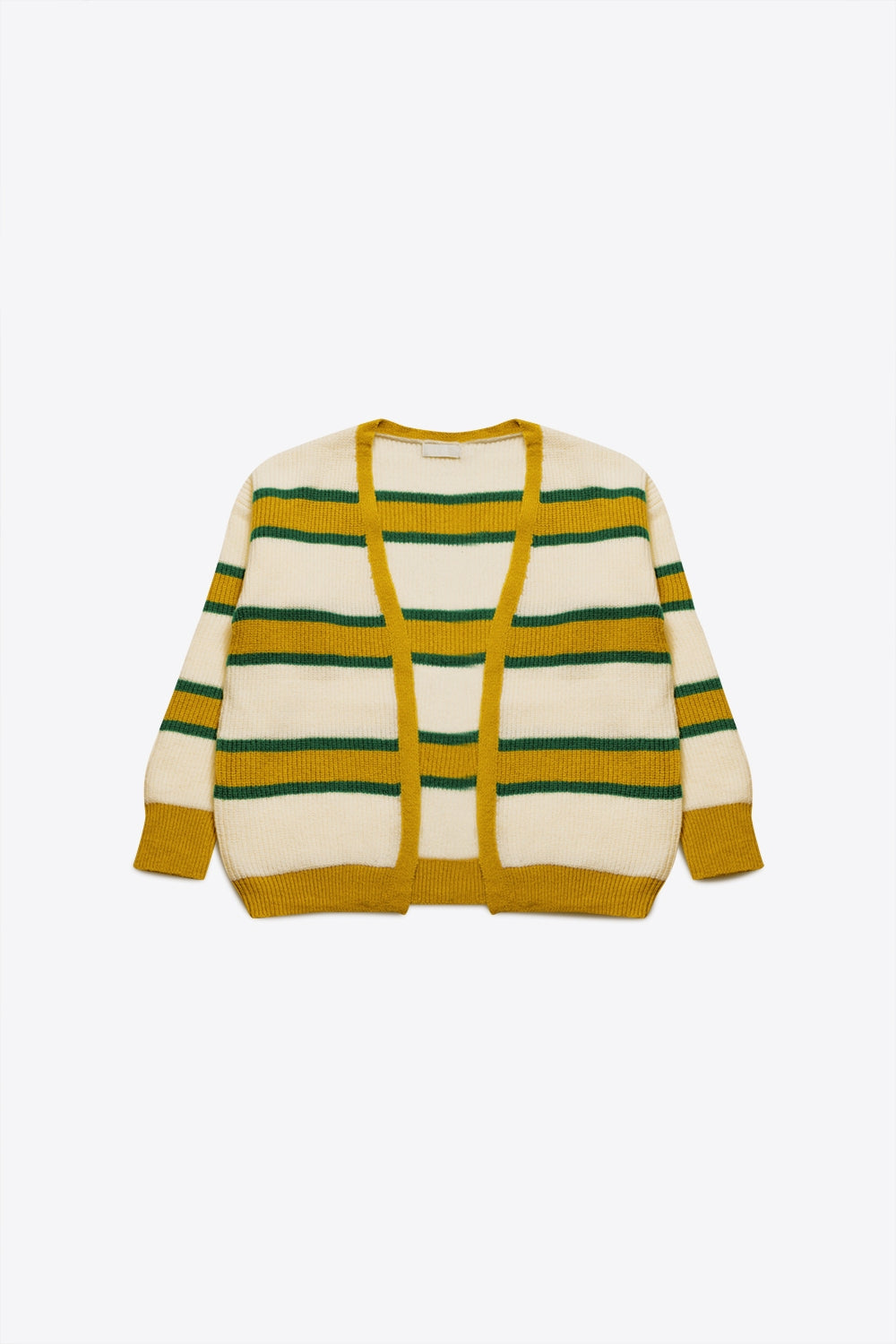 Open front cardi in yellow stripe