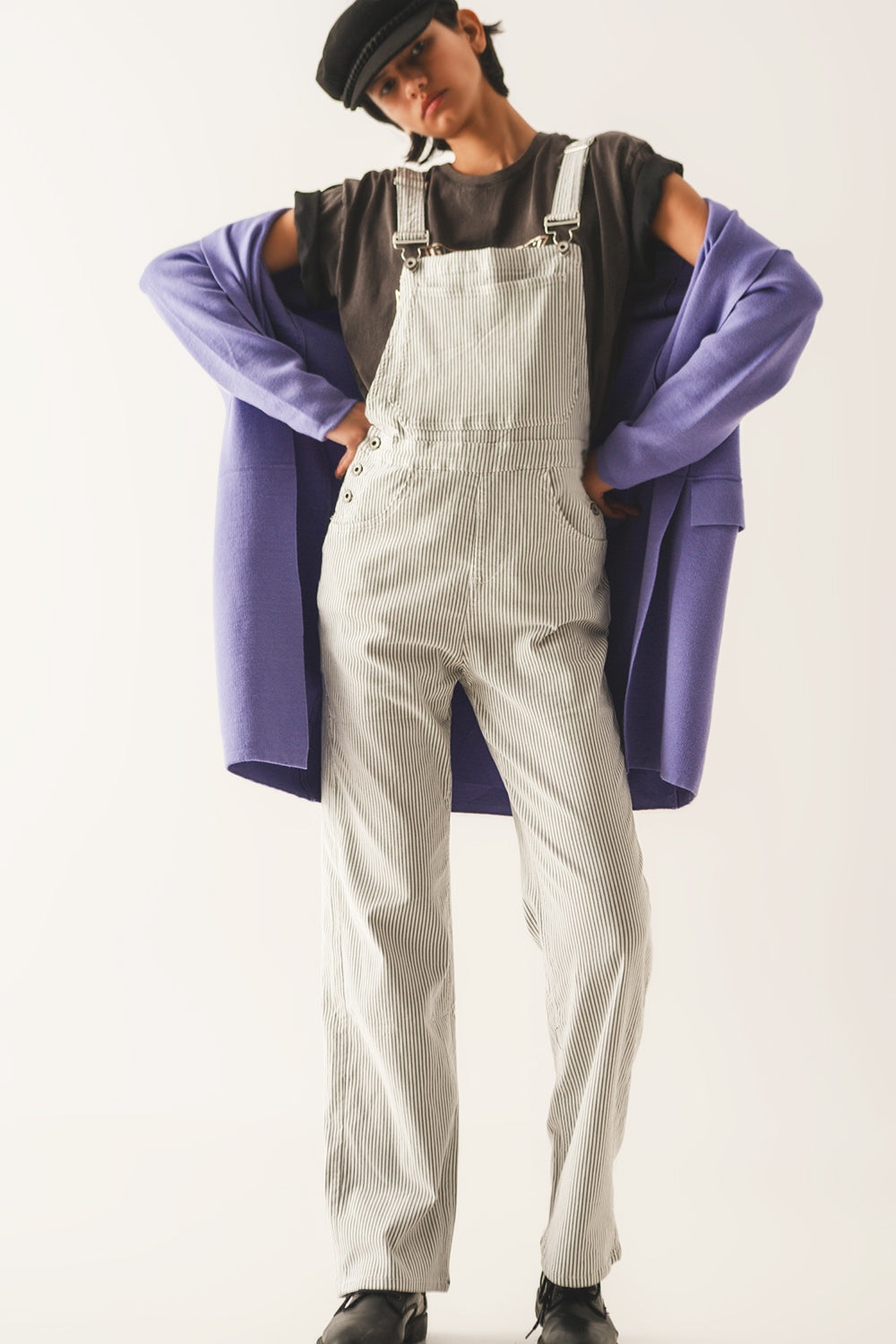 UNIKCOSA Salopette jumpsuit in grey stripes