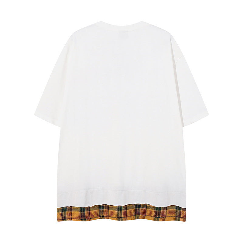 UNIKCOSA LuxeEase Splicing Street Tee Mens Short Sleeve 🔥