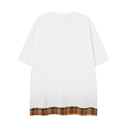 UNIKCOSA LuxeEase Splicing Street Tee Mens Short Sleeve 🔥