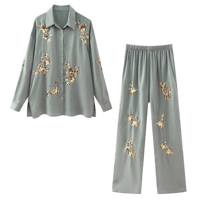 UNIKCOSA Velora Shimmering Sequined Polo Two-Piece Set 💫