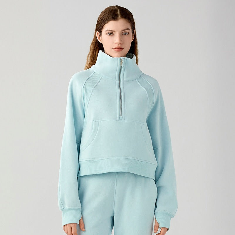 UNIKCOSA VelvetWarm Luxe Short Sports Sweatshirt for Women ❄️