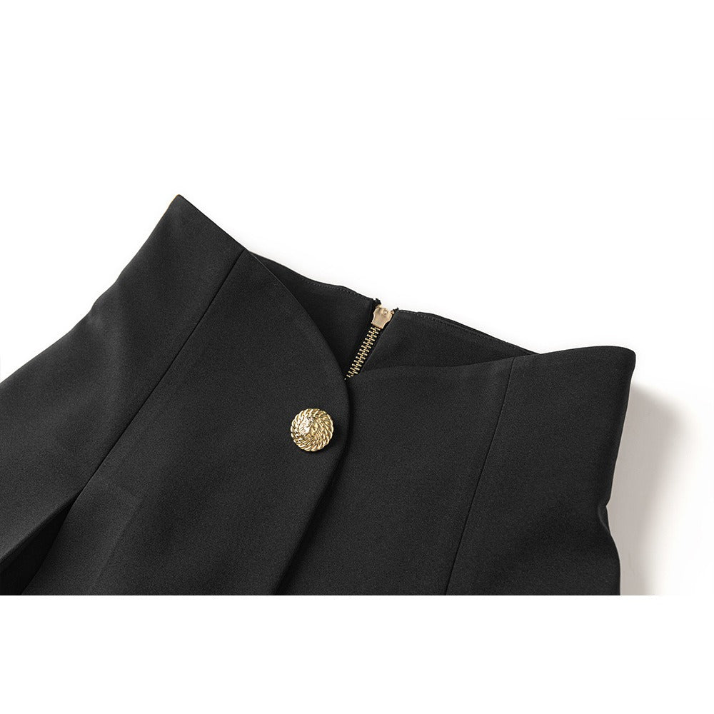 UNIKCOSA LuxeEase Black High Waisted Pleated Skirt Zipper 💫