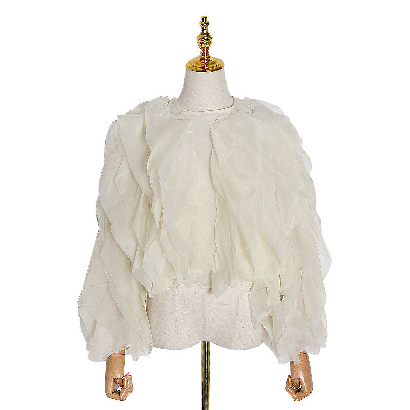 UNIKCOSA SilverEdge Mesh Spliced Fitted Blouse for Women ⚡️