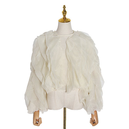 UNIKCOSA SilverEdge Mesh Spliced Fitted Blouse for Women ⚡️