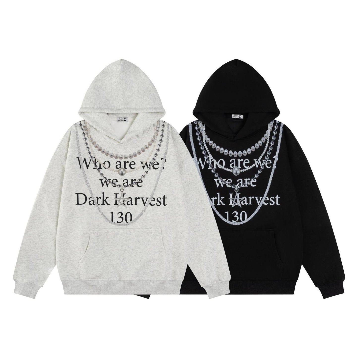 UNIKCOSA Velora Pearl Chain Slogan Hoodie Luxury Streetwear💫