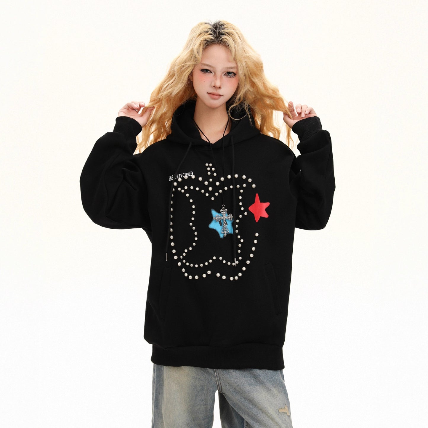 UNIKCOSA RetroMuse Nail Bead Design Hoodie Sweatshirt 🌆