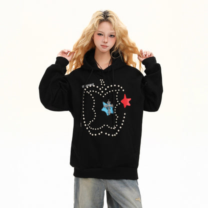 UNIKCOSA RetroMuse Nail Bead Design Hoodie Sweatshirt 🌆