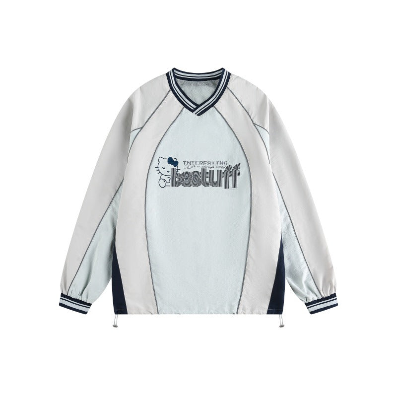 UNIKCOSA Velora Color Block V Neck Sweatshirt Men 💫